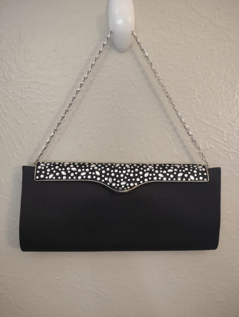 Kate Landry Crystal Embellished Satin Evening Clutch